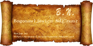 Bogosavljevics Nónusz névjegykártya